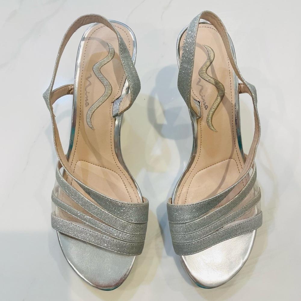 Nina brand, Silver Glitter High Heeled Sandals